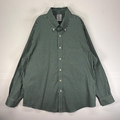 古着 ブルックスブラザーズ Brooks Brothers 長袖シャツ ボタンダウン 胸ポケット L グリーン系 チェック メンズ