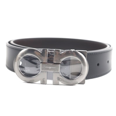 未使用品 サルヴァトーレフェラガモ
ベルト ブラック ダークブラウン メンズ 85 5542