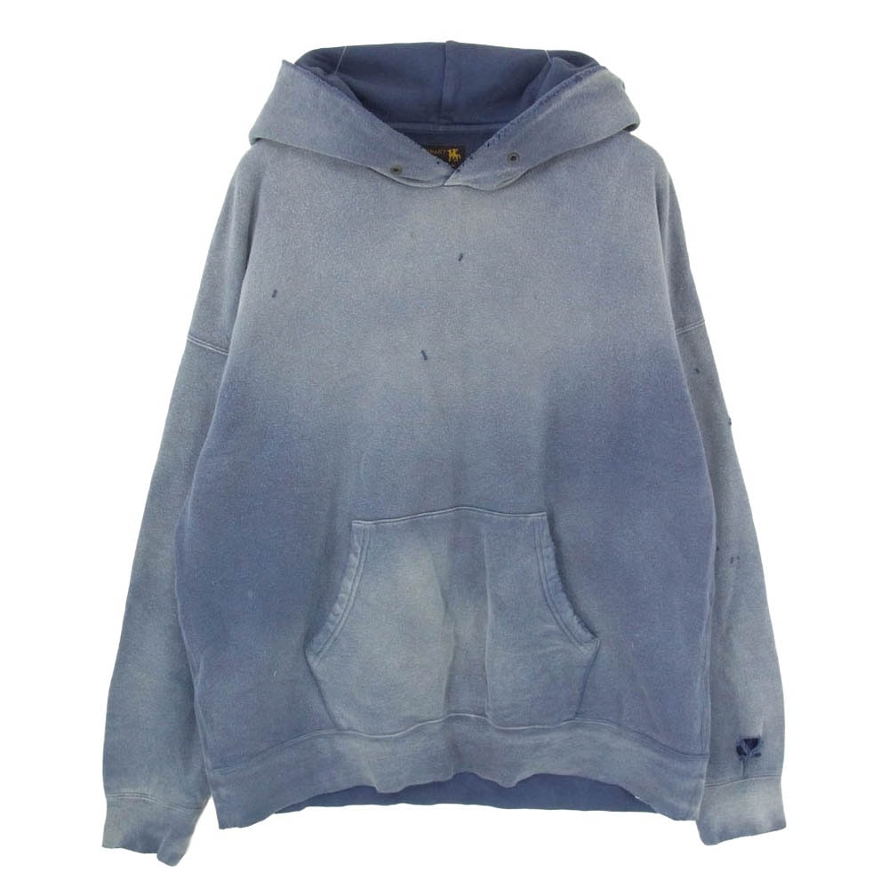 VISVIM ビズビム 22AW 0522905010003 CONTRARY DEPT JUMBO SB HOODIE P.O クラッシュ加工 ジャンボ フーディー スウェット パーカー ブルー系 4【中古】