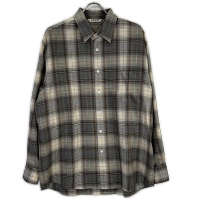 オーラリー A22AS01LC 22年製 SUPER LIGHT WOOL CHECK SHIRTS 4