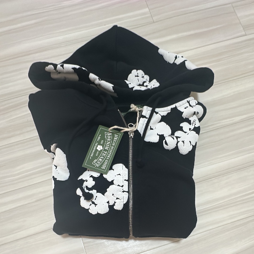 DENIM TEARS Cotton Wreath Zip Hoodie "Black"