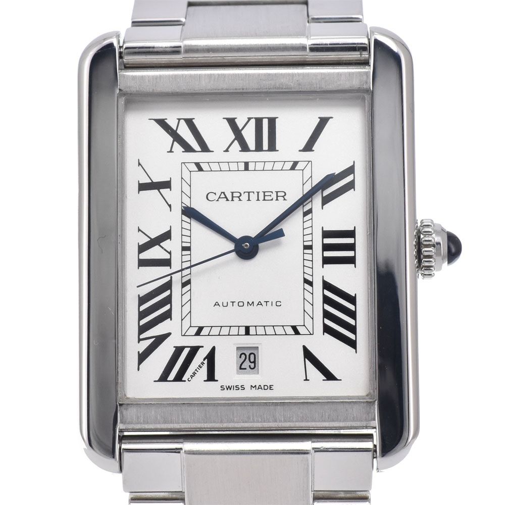 カルティエ CARTIER W5200028 タンクソロ デイト シルバー 自動巻き メンズ 良品 保証書付き 腕時計 M#150970