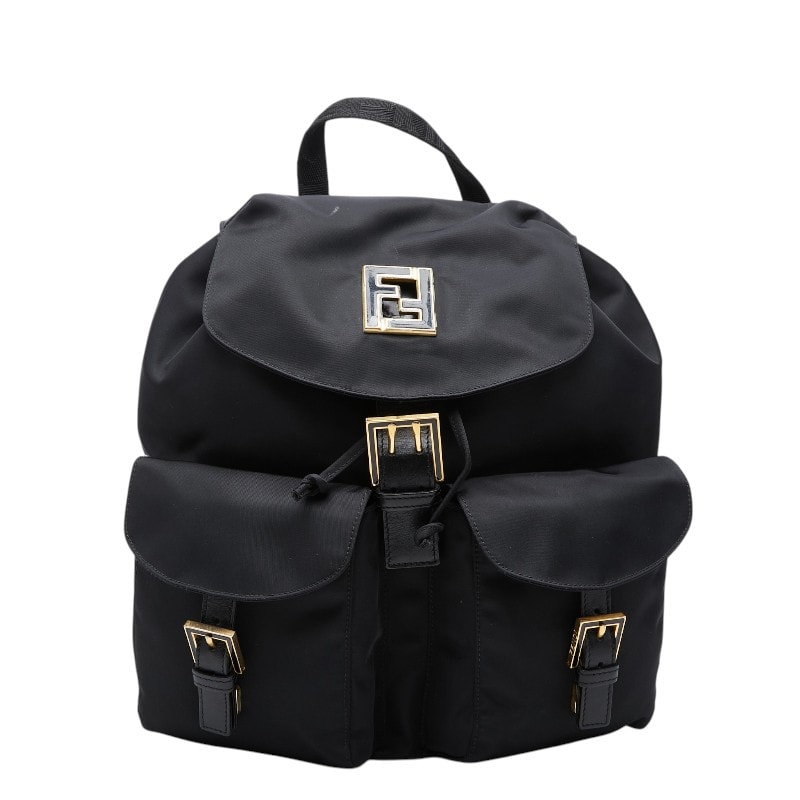 FENDI 백팩 배낭 블랙 나일론 가죽 여성 FENDI [중고]