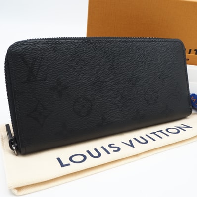 美品 LOUIS VUITTON ルイ・ヴィトン モノグラム ミッドナイト ジッピー ウォレット ホリゾンタル M28048 長財布 ブラック コーティングキャンバス メンズ