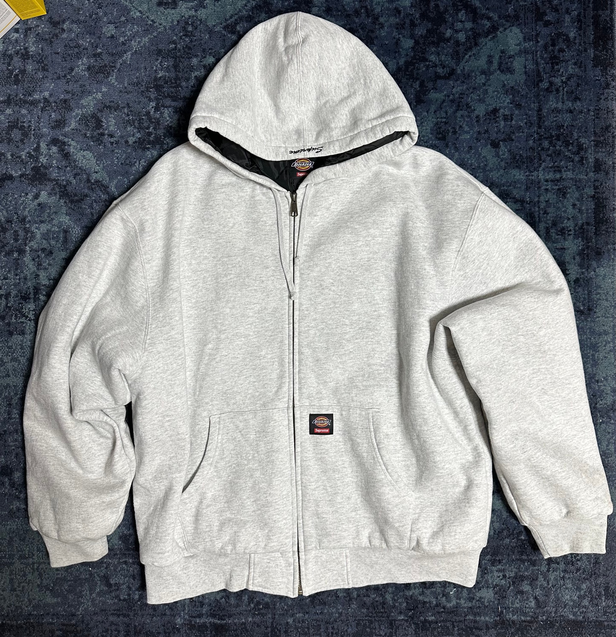 Supreme x Dickies Quilted Lined Zip Up Hooded Sweatshirt "Ash Grey"