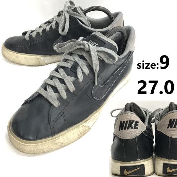 RARE★NIKE SUPREME TENNIS CLASSIC/ナイキ★レザースニーカー【US9/27.0/black/黒】訳有り特価/leather/sneakers/Shoes/trainers◆sA-004