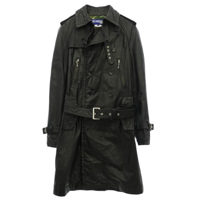 JUNYA WATANABE COMME des GARCONS MAN ジュンヤワタナベコムデギャルソンマン 07AW AD2007 WT-C023 裏地カモ オールレザー ベルテッドトレンチコート ブラック系 SS【中古】