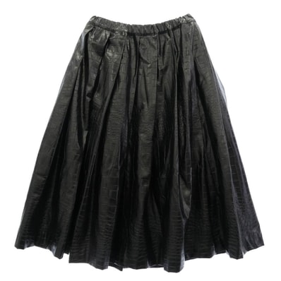 COMME des GARCONS コムデギャルソン スカート 21SS GJ-S026 本ライン パイソン レザー ロング スカート ブラック系 M【中古】
