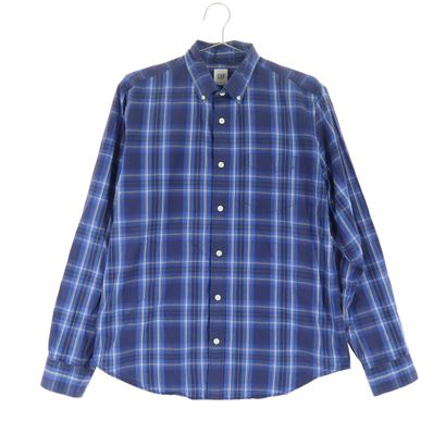 GAP ギャップ タータンチェック柄 長袖 ボタンダウンシャツ M ブルー