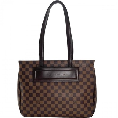 LOUIS VUITTON ルイヴィトン トートバッグ ダミエ・エベヌ パリオリPM 肩掛け N51123 PVCコーティングキャンバス レザー ブラウン 茶 ゴールド金具 レディース【中古品】
