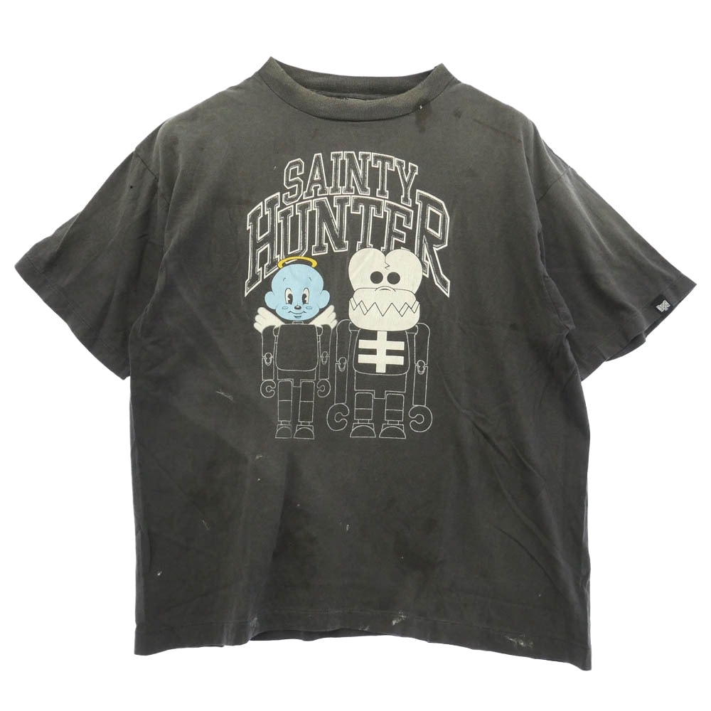 SAINT MICHAEL セントマイケル BOUNTY HUNTER バウンティーハンター 26SS SM-MK8-0000-C28 BH_SS TEE SKULL-K&BABY-M ヴィンテージ加工 半袖 Tシャツ グレー系 L【極上美品】【中古】