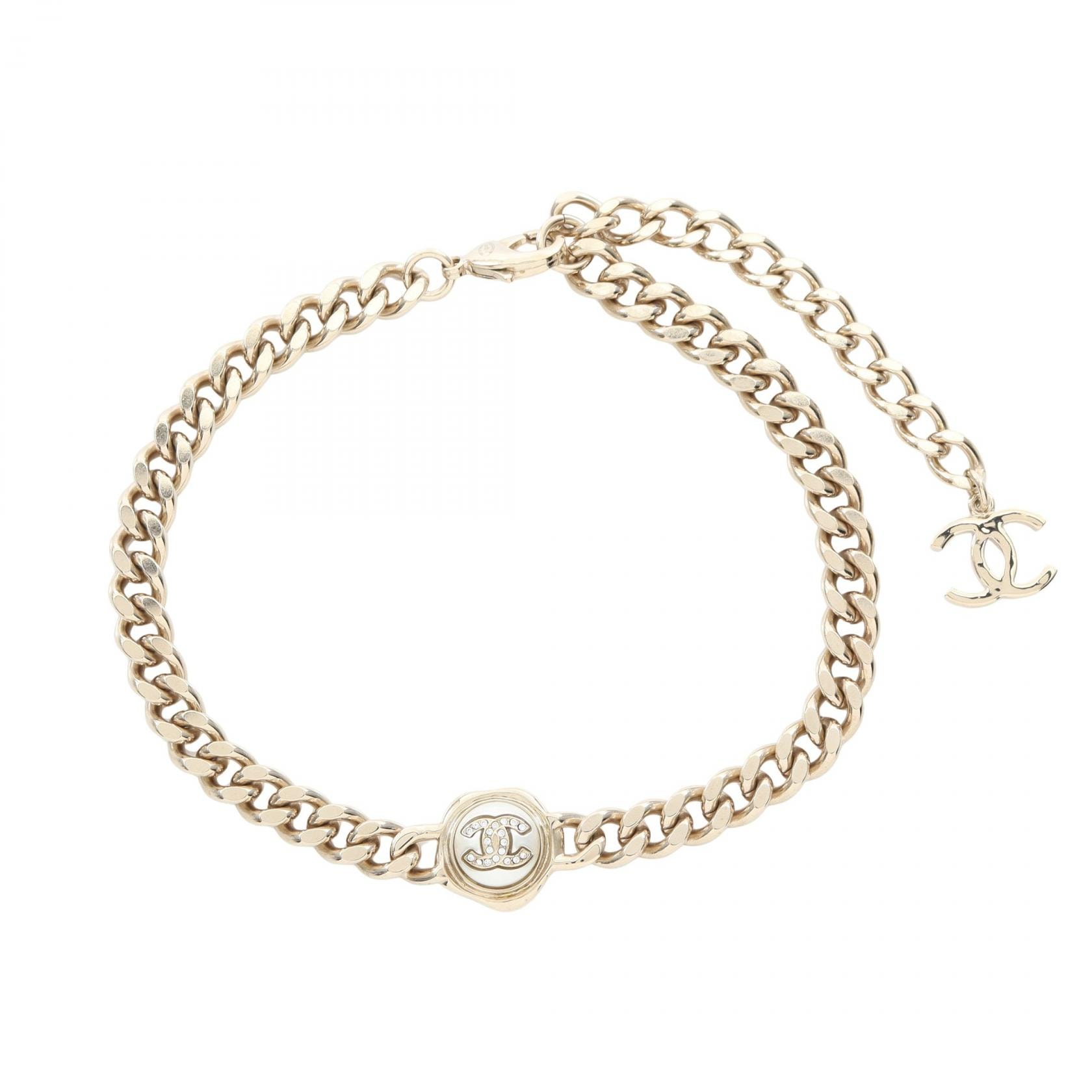 シャネル CHANEL ココマーク チョーカー アクセサリー GP(ゴールドメッキ) フェイクパール / ラインストーン レディース ゴールド系 / ホワイト系 / クリア系 AB8244 【中古】