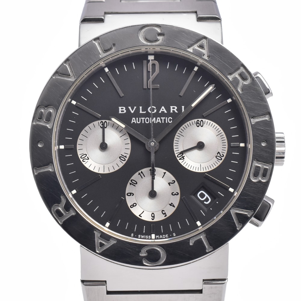 ブルガリ BVLGARI BB38SLCH ブルガリブルガリ クロノグラフ ブラック 自動巻き メンズ 良品 内箱付き 腕時計 M#148475