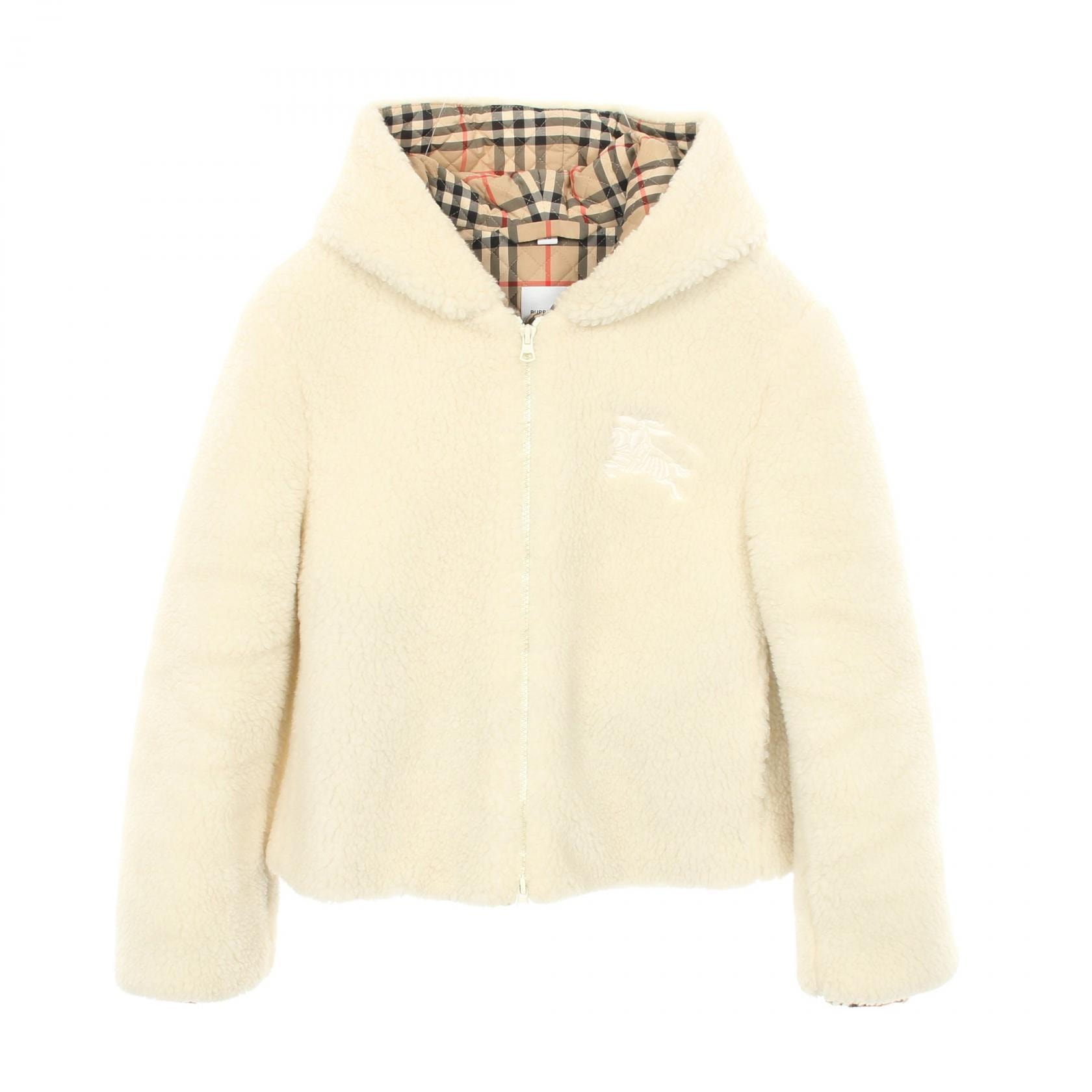 バーバリー BURBERRY ボア ブルゾン 衣料品 アウター カシミヤ ポリエステル レディース ホワイト系 【中古】