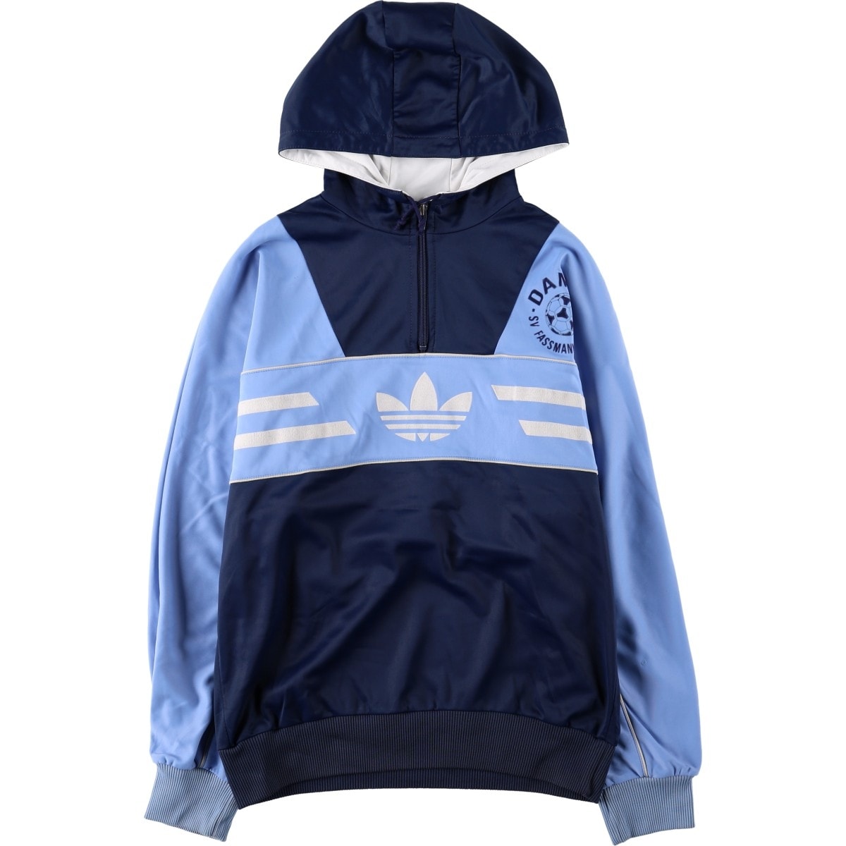 古着 80~90年代 アディダス adidas トレフォイルロゴ ハーフジップ フード付き ジャージプルオーバー レディースM相当 ヴィンテージ/eaa681283