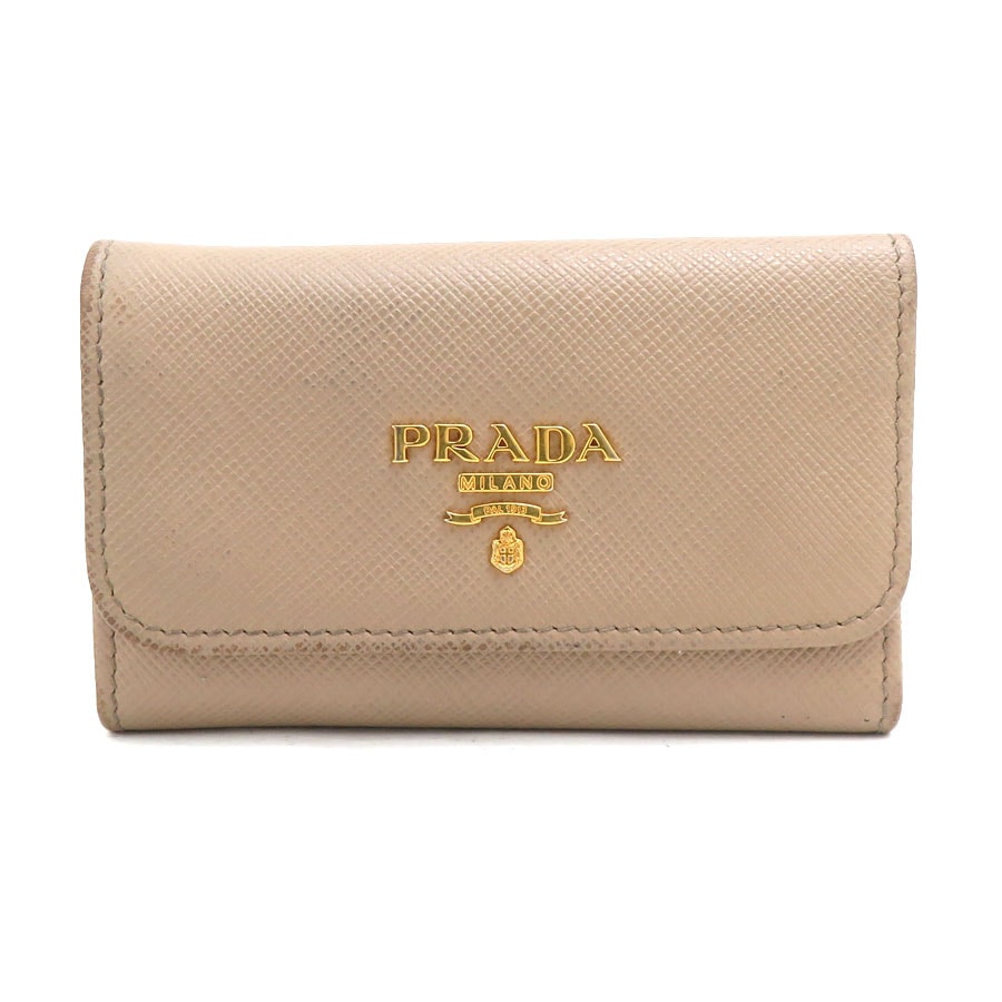 プラダ PRADA キーケース レザー ベージュ レディース【中古】 h31912b