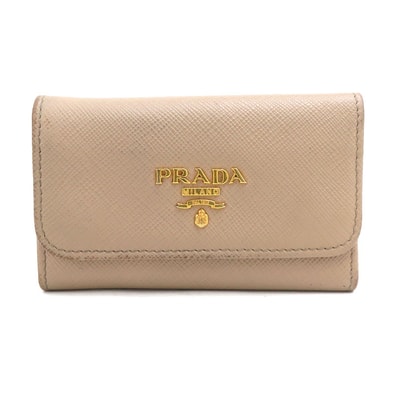プラダ PRADA キーケース レザー ベージュ レディース【中古】 h31912b