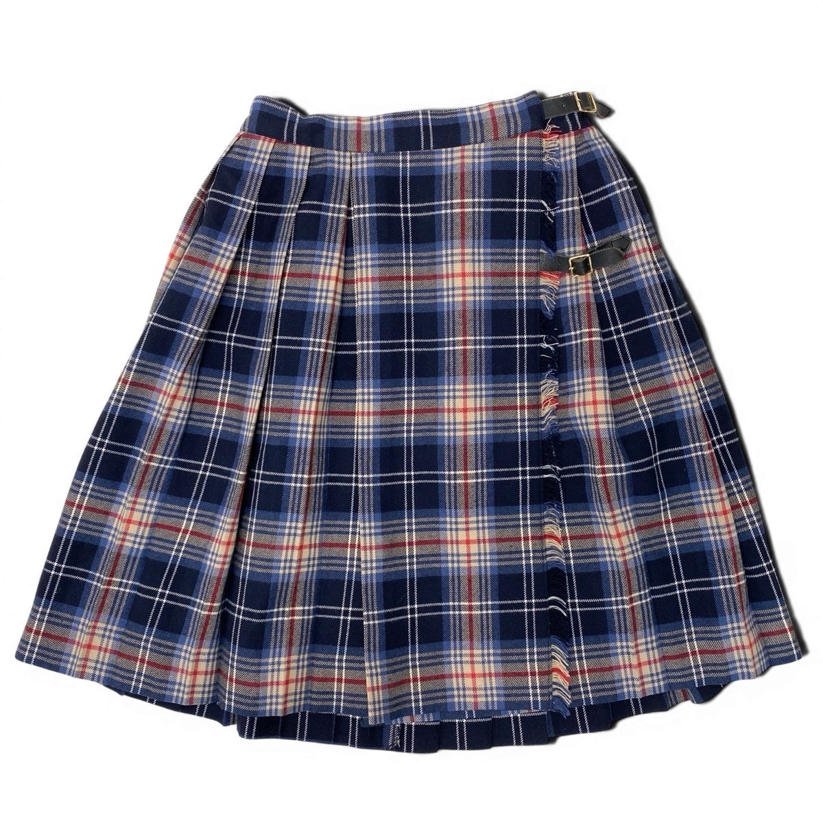 BURBERRY バーバリー チェック柄 バックプリーツ マルチカラー アクリル ウール/ ラップスカート A3-00368 【中古】