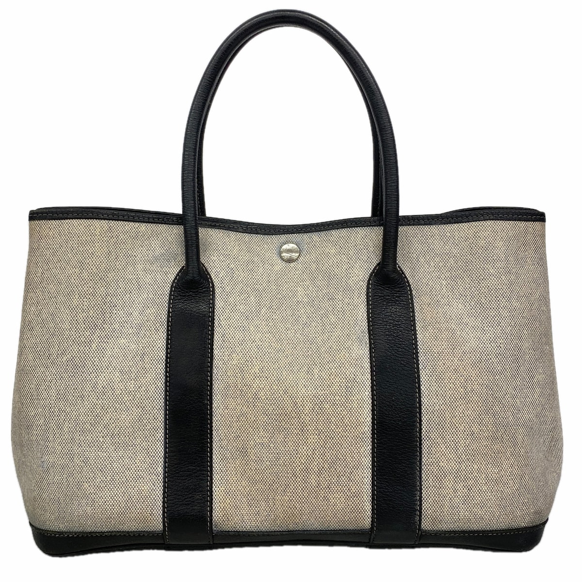 ★最終価格【6hc2101】エルメス トートバッグ ガーデンパーティPM トワルアッシュ ブラック シルバー金具 □F刻印【中古】レディース