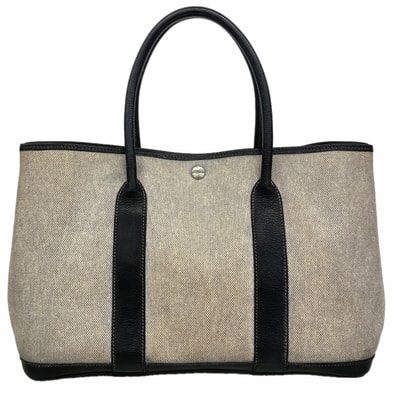 ★最終価格【6hc2101】エルメス トートバッグ ガーデンパーティPM トワルアッシュ ブラック シルバー金具 □F刻印【中古】レディース