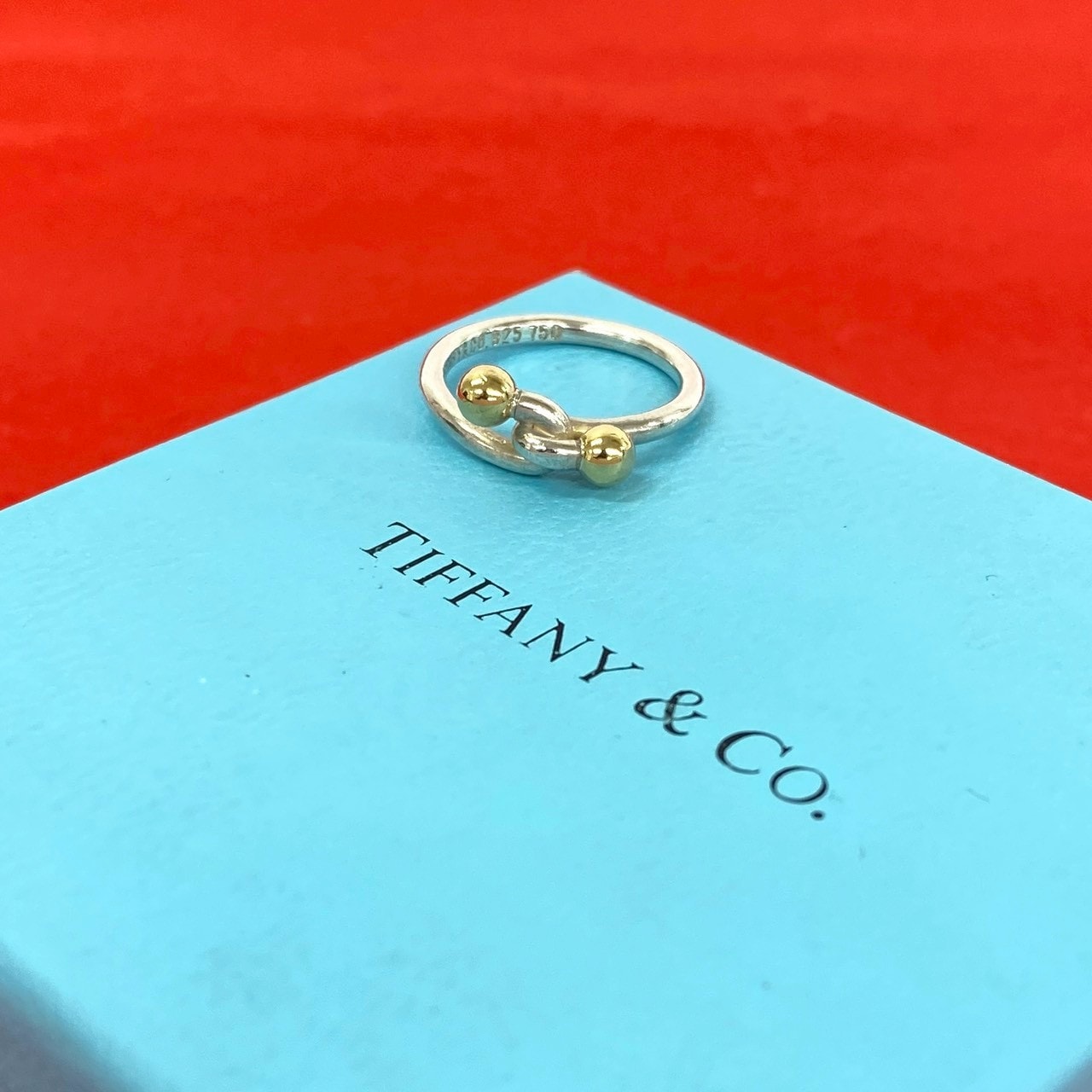 TIFFANY&Co. ティファニー フック&アイ リング シルバー925 K18イエローゴールド リング・指輪 10号 シルバー
 03257