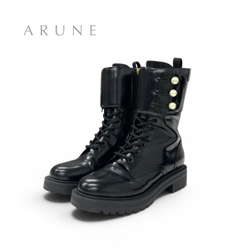 クリスチャンディオール CHRISTIAN DIOR D-Strike ブーツ ショートブーツ 靴 シューズ カーフスキン フェイクパール ブラック 黒 ロゴ パールボダン