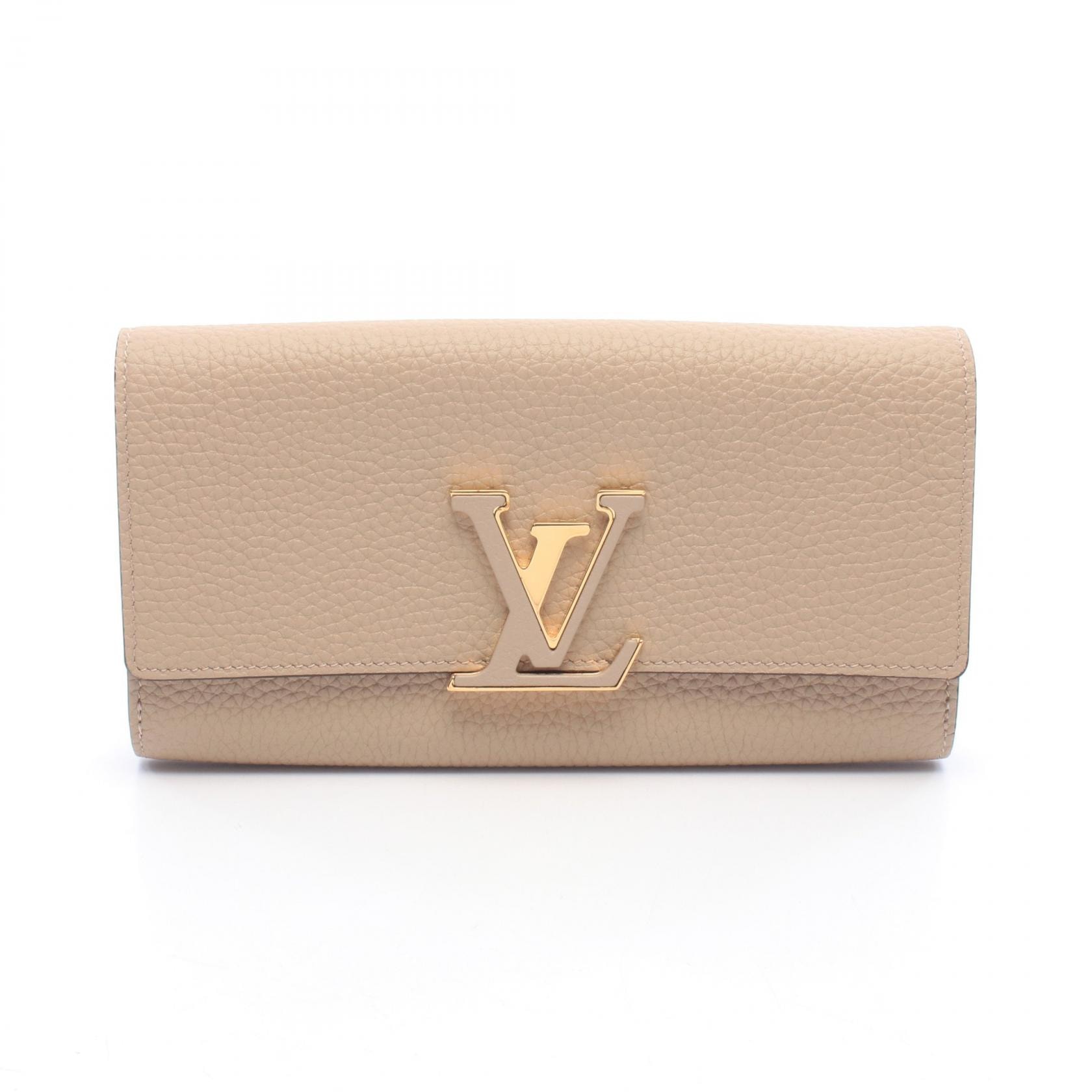 ルイ・ヴィトン LOUIS VUITTON ポルトフォイユ カプシーヌ ガレ 二つ折り長財布 財布 トリヨンレザー トリヨンレザー レディース ベージュ系 M61249 【中古】