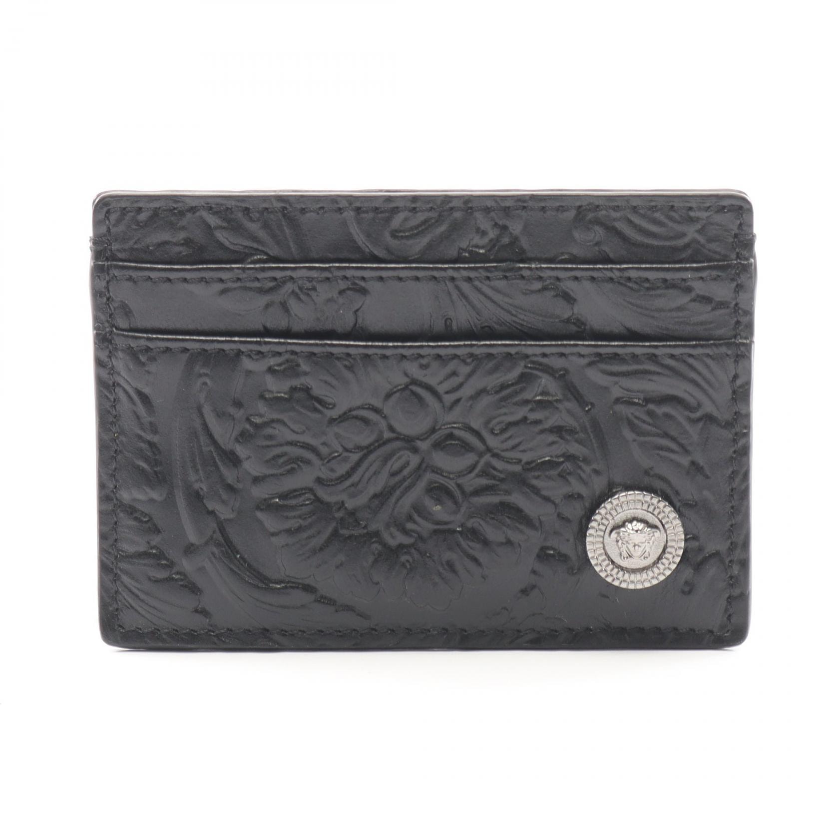 ヴェルサーチ VERSACE メドゥーサ カードケース アクセサリー レザー メンズ ブラック系 【中古】
