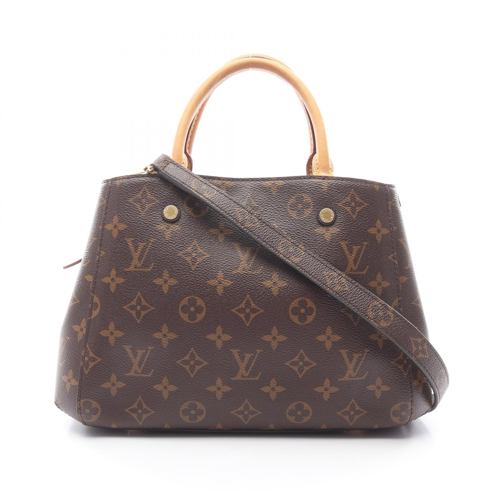 ルイ・ヴィトン LOUIS VUITTON モンテーニュBB ハンドバッグ バッグ PVCコーティングキャンバス レザー モノグラム レディース ブラウン系 M41055 【中古】
