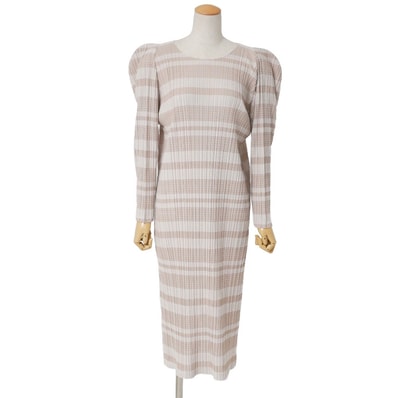 ■美品■2024SS■PLEATS PLEASE ISSEY MIYAKE プリーツプリーズ イッセイミヤケ ワンピース サイズ3 プリーツ 長袖 ロングワンピース ブランド古着【中古】20260331/RA8795
