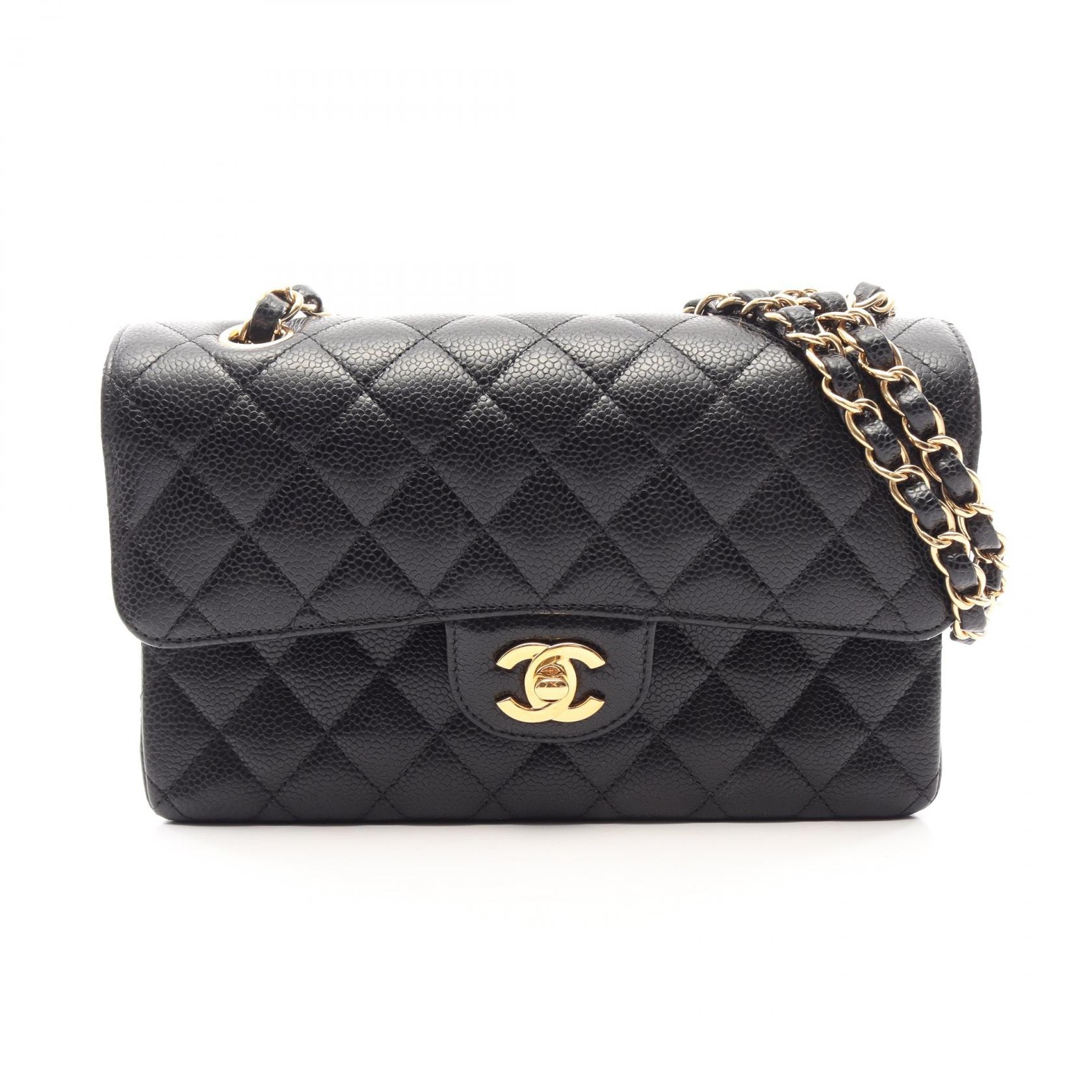 シャネル CHANEL マトラッセ Wフラップ ショルダーバッグ バッグ キャビアスキン(グレインドカーフ) レディース ブラック系 【中古】