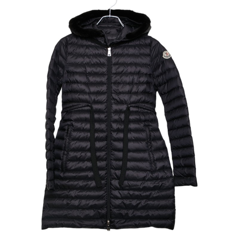 モンクレール バーベル BARBELFUR ダウンジャケット サイズ0 ブラック ナイロン ダウン/フェザー レディース MONCLER 【中古】