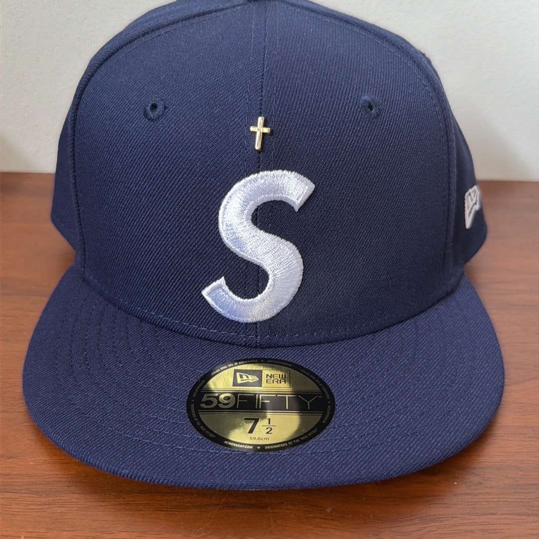 Supreme Gold Cross S Logo New Era "Light Navy"