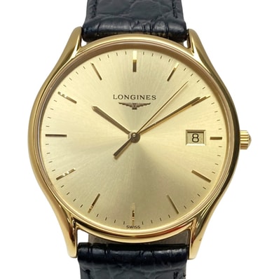 LONGINES ロンジン リール デイト L4.759.2 ゴールド文字盤 クォーツ メンズ 腕時計 Lyre