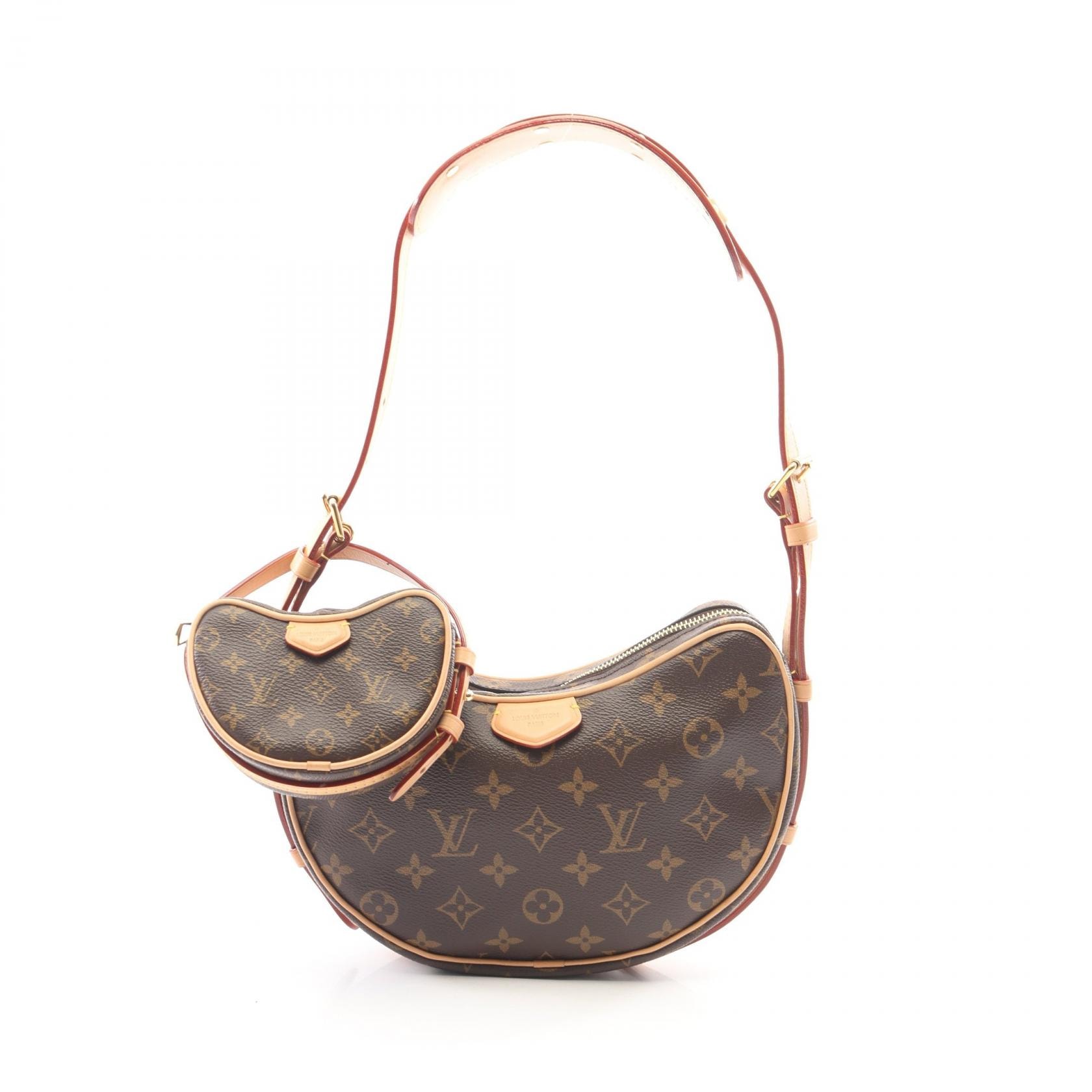 ルイ・ヴィトン LOUIS VUITTON クロワッサン モノグラム ショルダーバッグ バッグ PVCコーティングキャンバス レザー レディース ブラウン系 M46828 【中古】