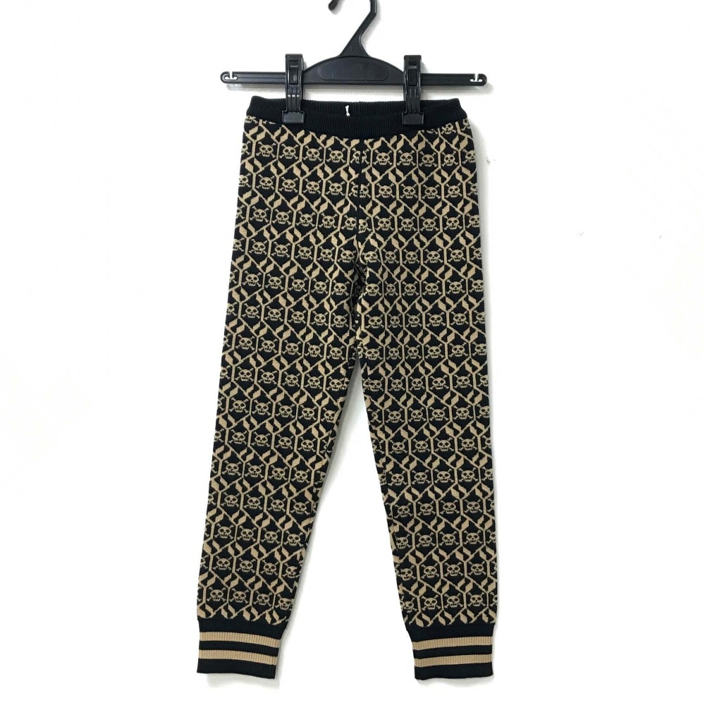 グッチ GUCCI スカル デコレーションパターン 484340 ボトムス パンツ コットン ベージュ×ブラック 未使用