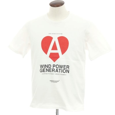 【中古】アンダーカバー UNDERCOVER × みんな電力 半袖Tシャツ ホワイトxレッド【サイズ3】【メンズ】