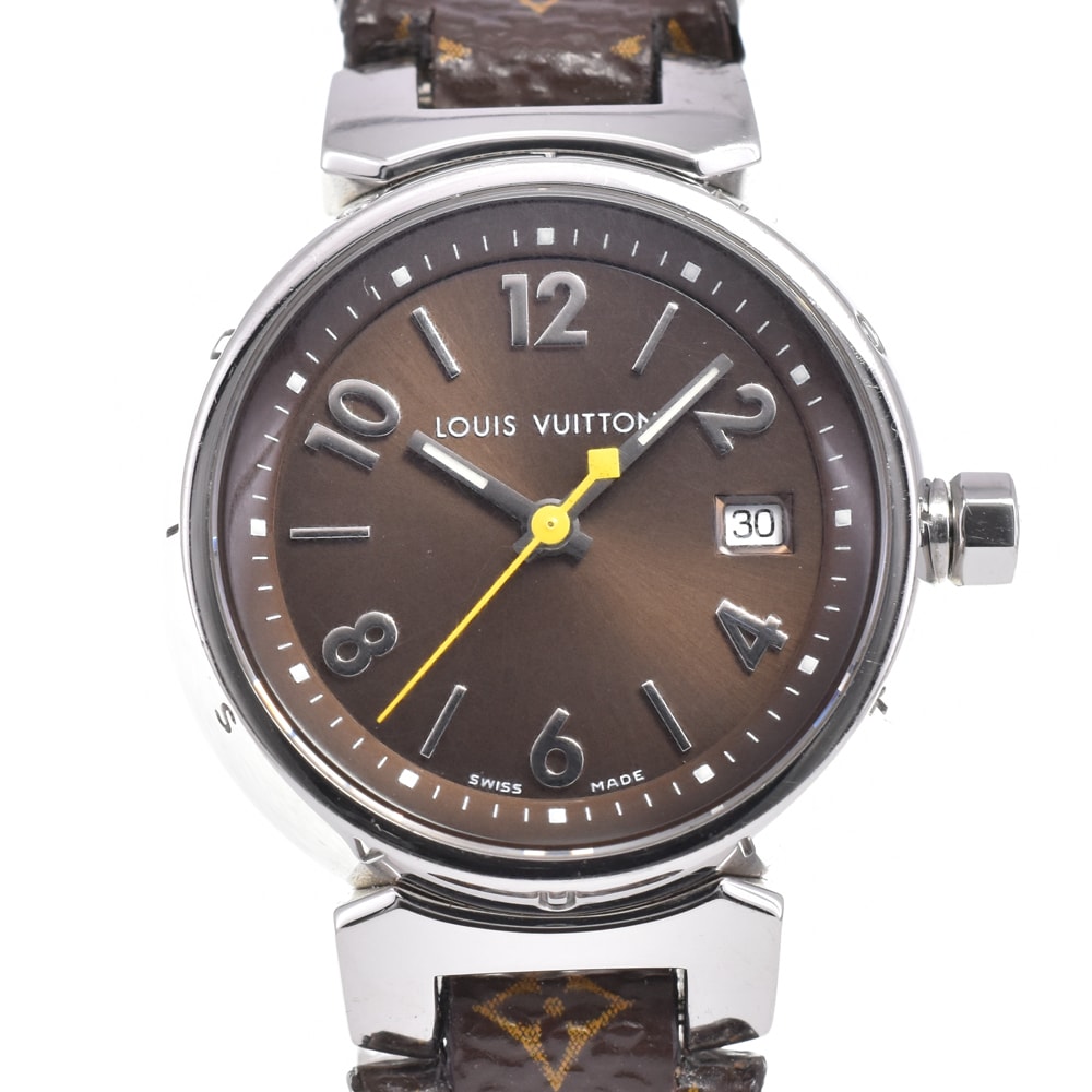 ルイ・ヴィトン LOUIS VUITTON Q1211 タンブール デイト クォーツ レディース 良品 保証書付き A#146649