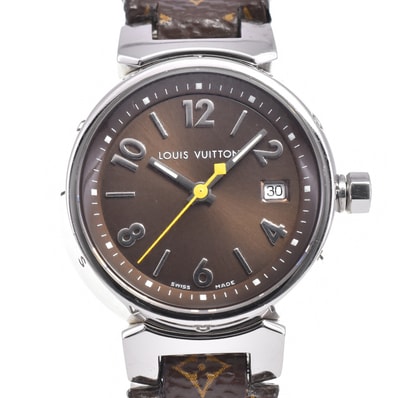 ルイ・ヴィトン LOUIS VUITTON Q1211 タンブール デイト クォーツ レディース 良品 保証書付き A#146649