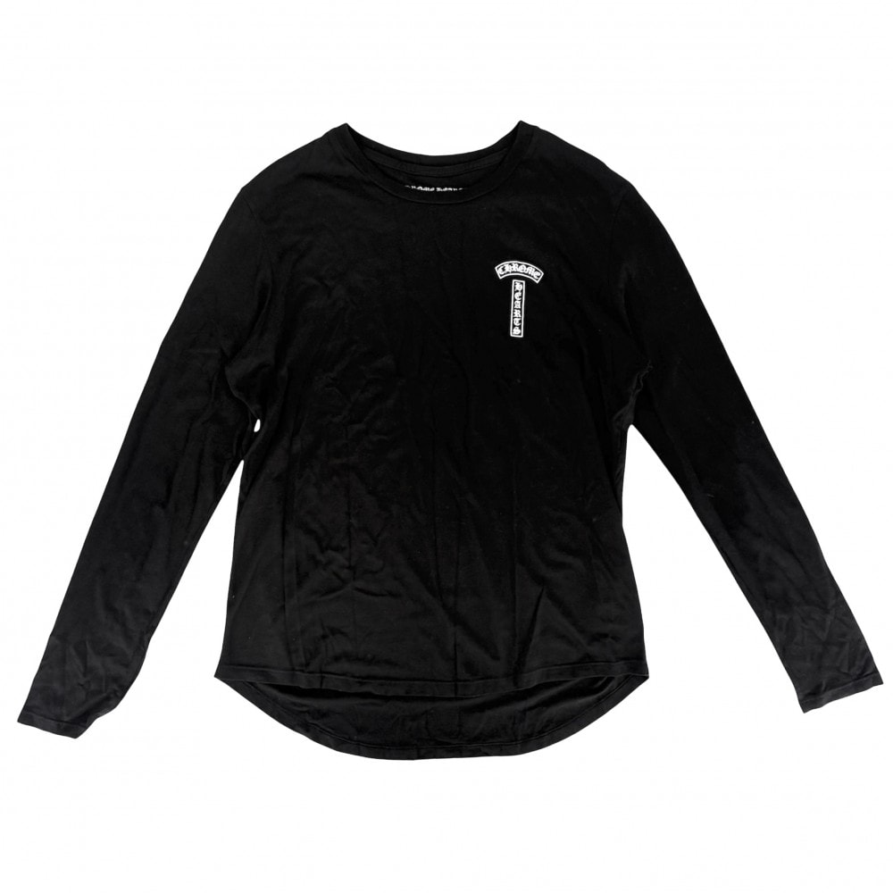 CHROME HEARTS クロムハーツ 長袖Tシャツ ダガー ロゴ クルーネック トップス 服 アパレル ホースシュー L ブラック 黒 コットン  レーヨン   メンズ【中古品】