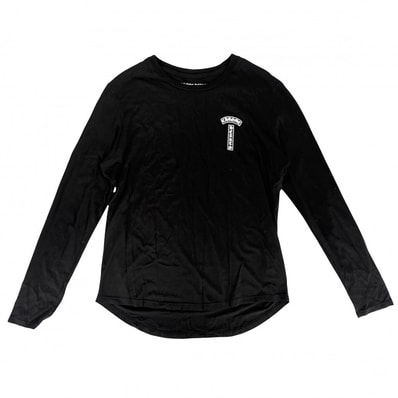 CHROME HEARTS クロムハーツ 長袖Tシャツ ダガー ロゴ クルーネック トップス 服 アパレル ホースシュー L ブラック 黒 コットン レーヨン メンズ【中古品】