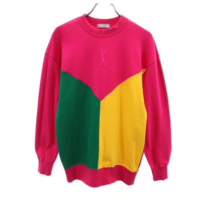 YVES SAINT LAURENT イヴサンローラン 90s オールド 長袖 スウェット トレーナー M ピンク