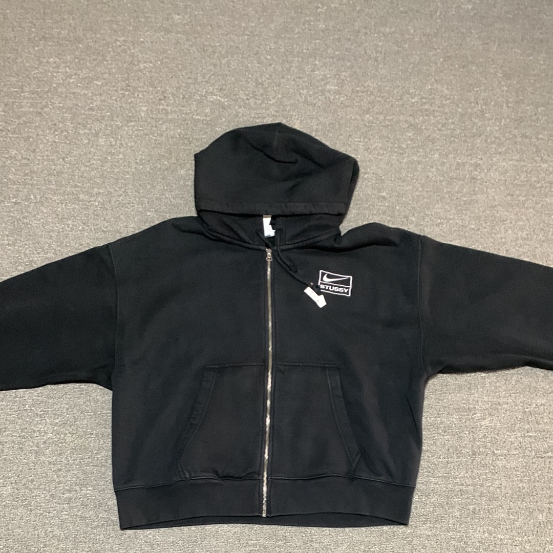 Stussy x Nike Stone Washed Fleece Zip Hoodie "Black" (US Size) FJ9175-010