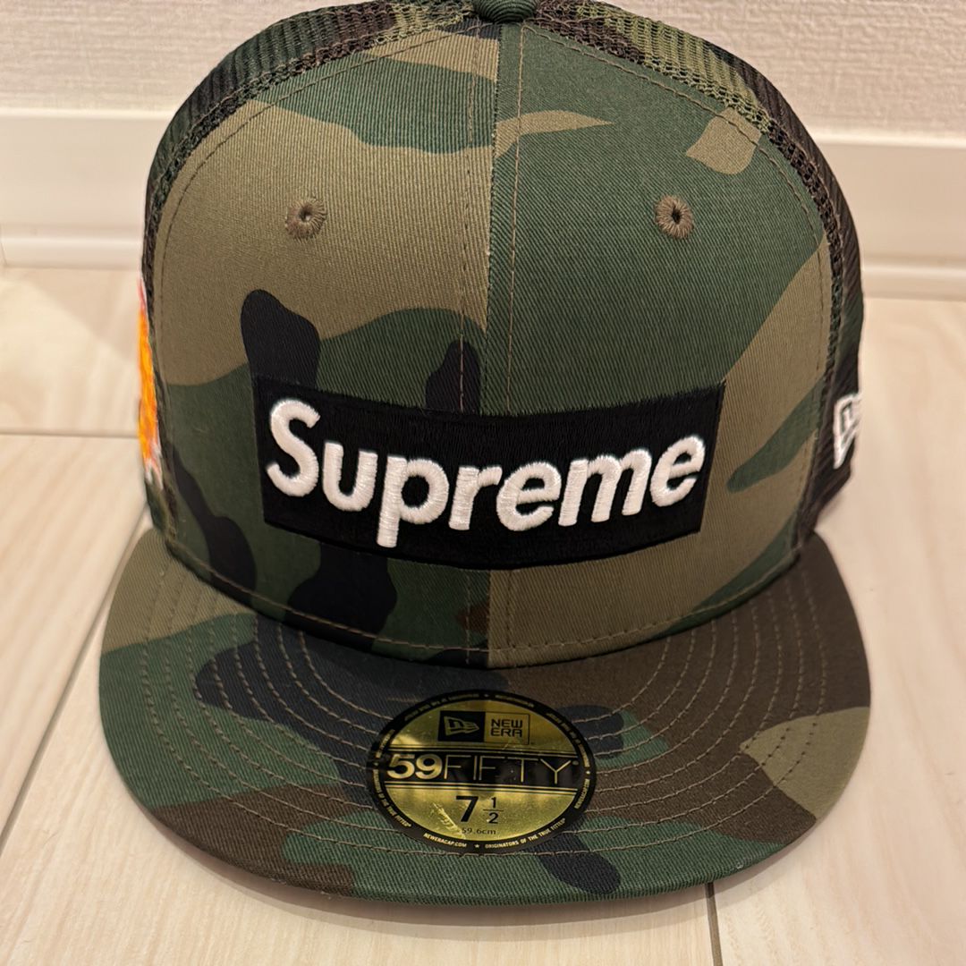 Supreme Box Logo Mesh Back New Era "Woodland Camo" (24SS)