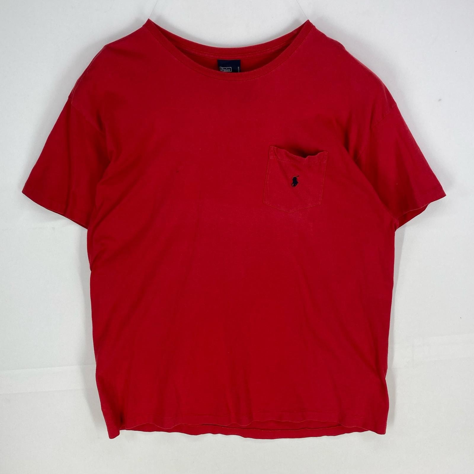 古着 ポロバイラルフローレン Polo by Ralph Lauren 半袖Tシャツ ワンポイント 胸ポケット シングルステッチ L レッド系 メンズ