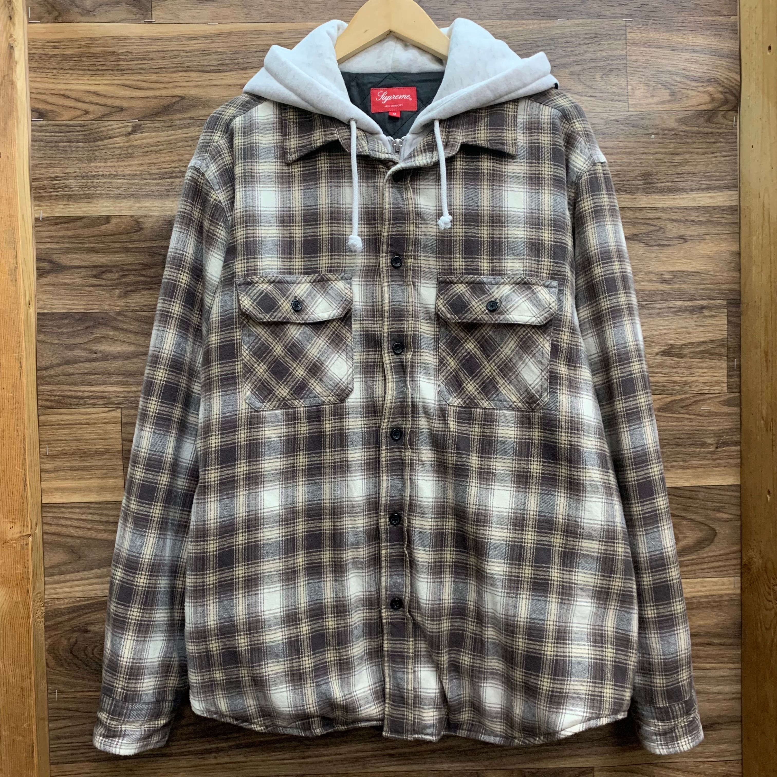 Supreme Hooded Flannel Zip Up Shirt "Brown"