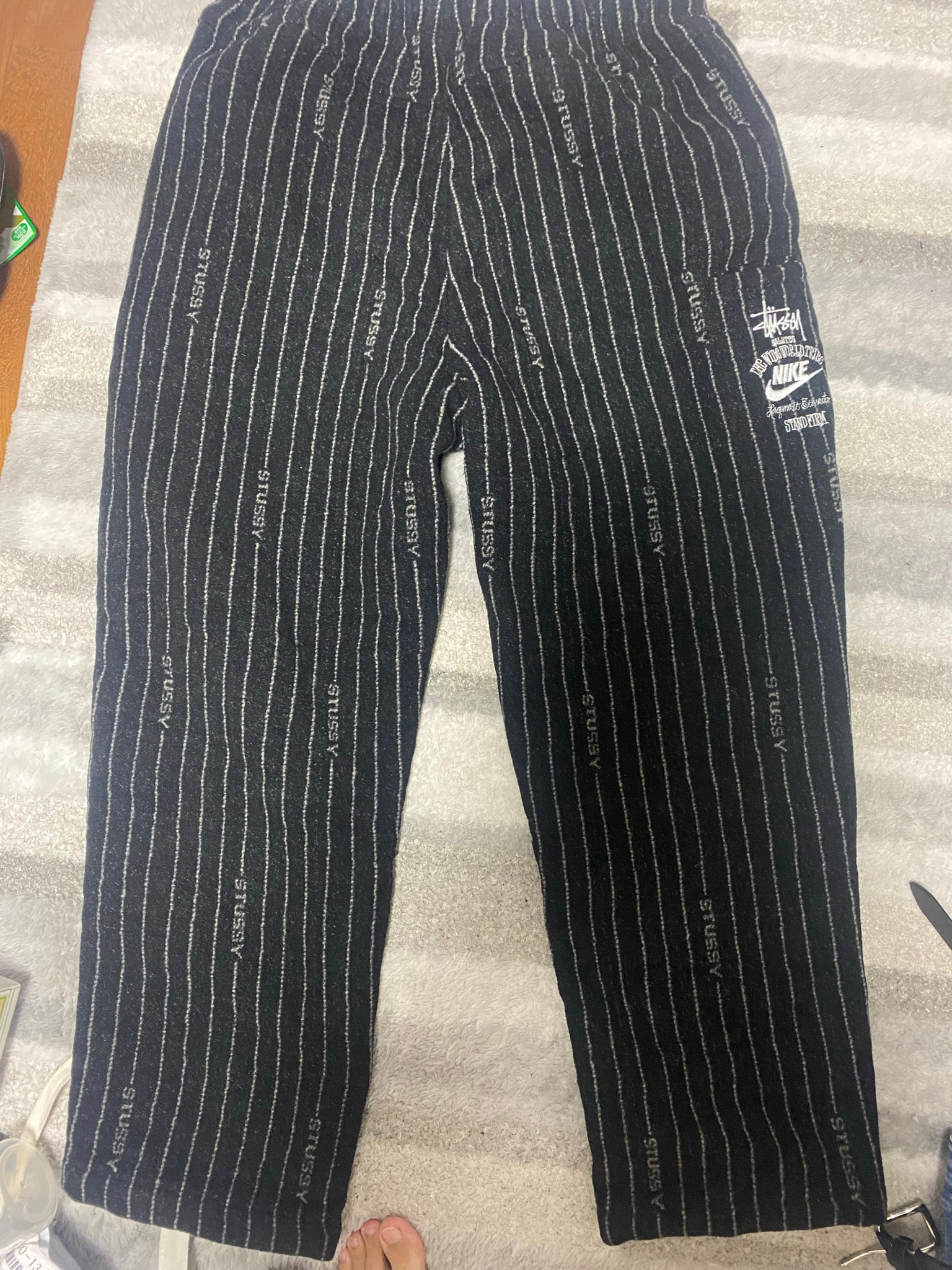 Stussy x Nike Striped Wool Pants "Black"