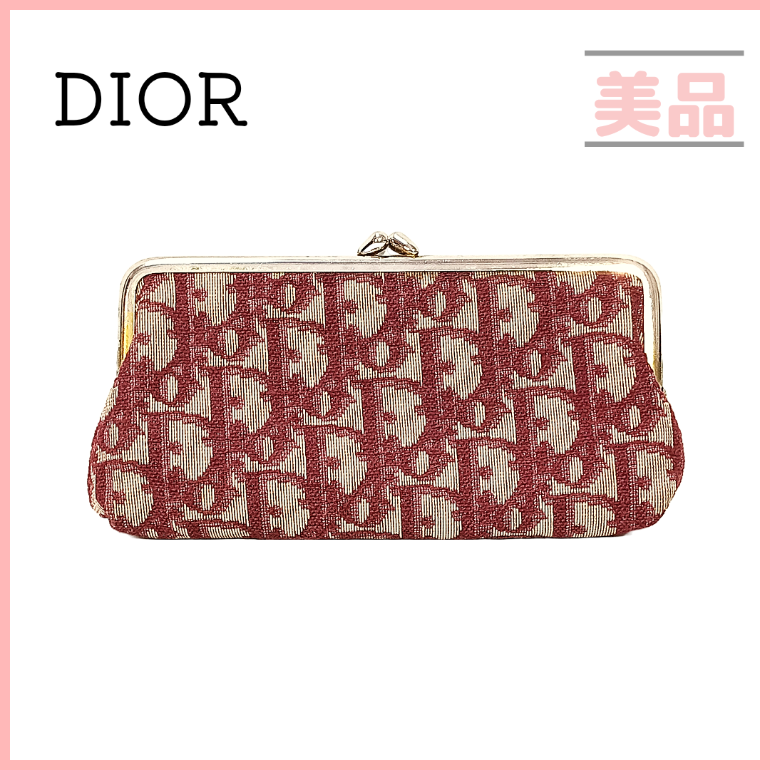 クリスチャンディオール トロッター がま口 小銭入れ ポーチ レッド 財布