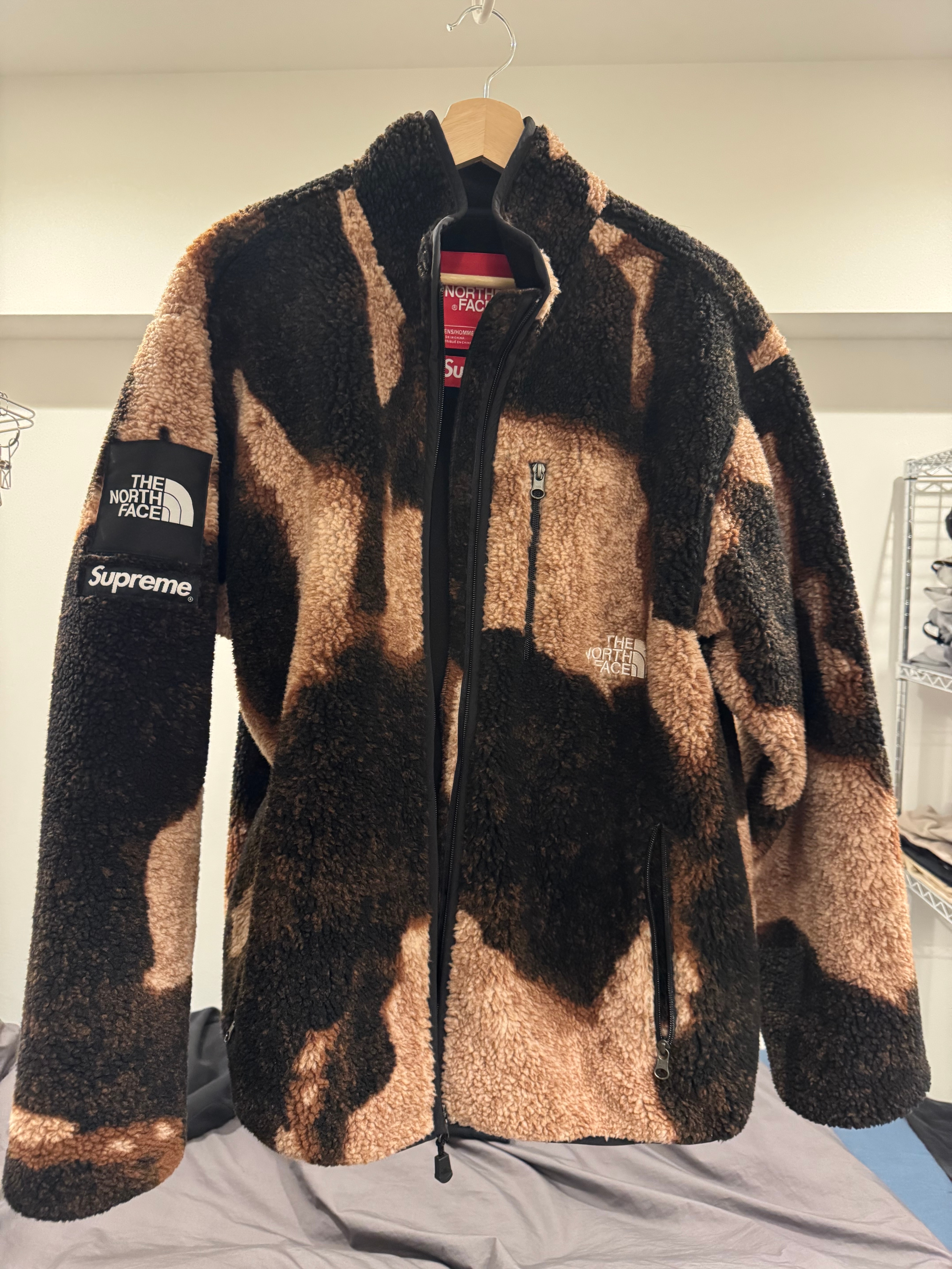 Supreme x The North Face Bleached Denim Print Fleece Jacket "Black"