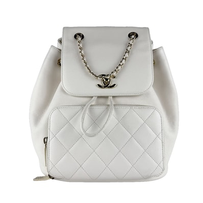 シャネル CHANEL リュック キャビアスキンレザー アイボリー ゴールド レディース【中古】 z10402